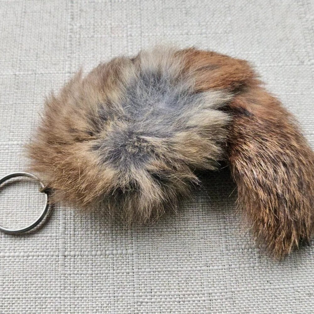 Real Fur Keychain Brown Hair Fur Genuine Leather handmade Keys Holder Key chains